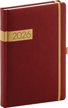 Denní diář Twill 2026, bordó-zlatý