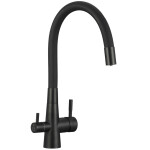 Laveo - Riveco - dřezová baterie stojánková s elastickým ramenem + filtr, černá BRIBB68D