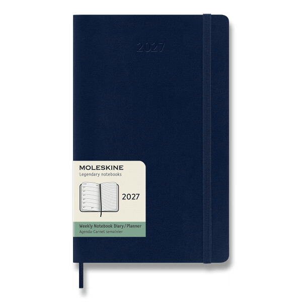 Diář MOLESKINE 2027 týdenní měkký modrý L