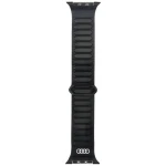 Audi Logo Magnetic Ring černá / Kožený řemínek pro Apple Watch / 44/45/46/49mm / Magnetické zapínání (AU-GL-AW44-49-GT/D2-BK)