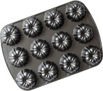 Nordic Ware forma na 12 báboviček Bundt stříbrná 12x60 ml - Nordic Ware Hliníková forma Brownie Silver, stříbrná barva, kov