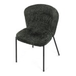 Židle jídelní, zelená látka, černé kovové nohy.