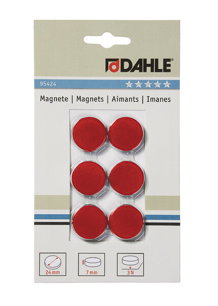 Dahle magnet plánovací, Ø 24 mm, 3 N, červené