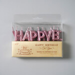 Dortové svíčky "Happy Birthday" růžovo-zlaté 13ks