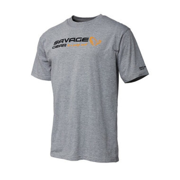 Savage Gear Tričko Signature Logo T-Shirt Grey Melange XXL (73653)