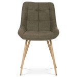 Židle jídelní, hnědá látka, kovové nohy, 3D dekor dub