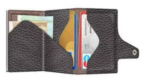 TRU VIRTU Click Slide Pebble hnědá/stříbrná / Peněženka / RFID ochrana / kůže a hliník / až 12 karet (24104004417)