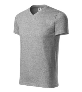 Heavy V-neck tričko unisex tmavě šedý melír S