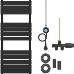 CERANO - Koupelnový radiátorový set Claude - kombinované vytápění, wifi tyč - boční jednobodové připojení - 600W - černá matná - 1200x500 mm CER-663670