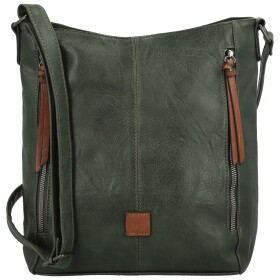 Stylová dámská koženková crossbody kabelka Barcia new, tmavě zelená