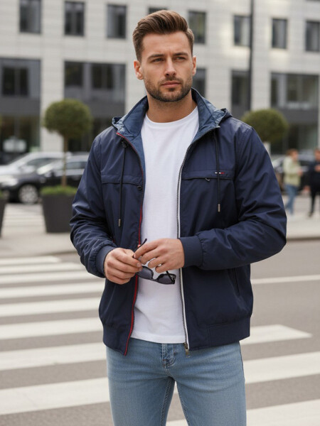 FashionStreet pánská tmavě modrá oboustranná přechodná bunda TX4985 XL