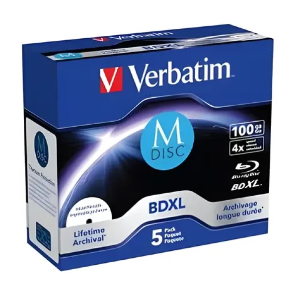 Verbatim M-Disc BD-R XL 100 GB 5 ks / Blu-ray médium / 4x / Printable / jewel case (43834)