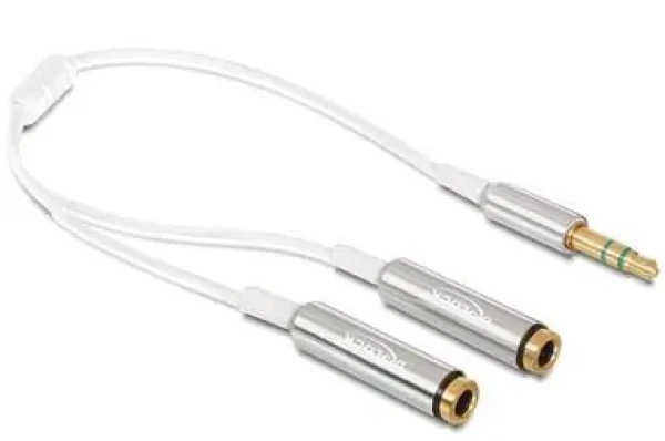Delock adaptér stereo jack 3,5 mm samec 2 x stereo jack 3,5 mm samice, 25cm (65355)
