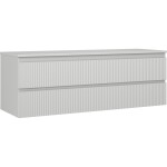 MEXEN/S - Rivel koupelnová skříňka pod umyvadlo 140 cm s deskou, 2 zásuvky, reliéf , šedá mat 91A20-14047-2-BFFC62