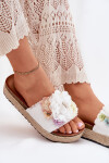 Dámské sandály s květinami platforma s pletením bílé Zenvanis 38