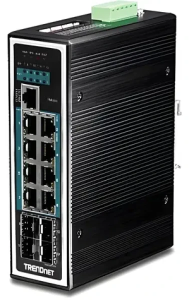 TRENDnet TI-PG1284i / Switch / 8-port Gigabit PoE+ / 4x SFP / Managed L2+ / 240 W PoE / DIN lišta (TI-PG1284I)