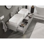 MEXEN/S - Rivel koupelnová skříňka pod umyvadlo 140 cm s deskou, 1 šuplík, reliéf , šedá mat 91A20-14023-1-BFC62