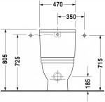 DURAVIT - Starck 3 Splachovací nádrž 48x21 cm, připojení dole vlevo, s WonderGliss, bílá 09281000051