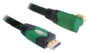 Delock HDMI A/A 90° / Kabel HDMI s Ethernetem / 3 m / 4096 x 2160 px / 10,2 Gbit/s / pozlacené konektory (82953)