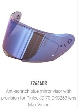 Z2664Br plexi modré zrcadlové pro přilbu Givi 50.6 Sport, 50.8, 50.9, tvrzené proti poškrábání