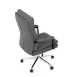 Židle kancelářská, šedá ekokůže, kříž kov chromový, houpací mechanismus, čalouněné područky