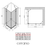CERANO - Sprchový kout Marino Duo L/P - 6 mm - černá matná, transparentní sklo - 90x90x190 - pantový CER-422925