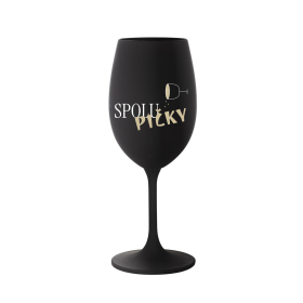SPOLUPIČKY - černá sklenice na víno 350 ml