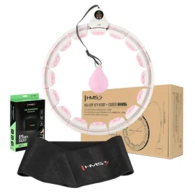 HMS HHW06 Sada masážní hula hoop růžová se závažím a počítadlem a zeštíhlujícího pásu BR163 PLUS SIZE (5907695558180)