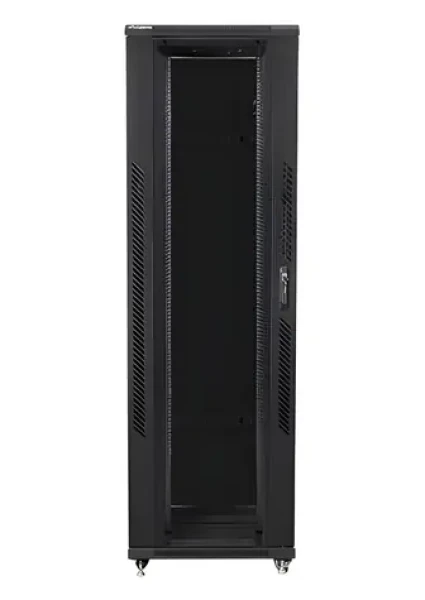 Lanberg FF01-8242-12BL černá / Stojanový rozvaděč / 19" / 42U / 800x1200 mm / prosklené dveře (FF01-8242-12BL)