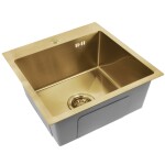 REA - Ocelový dřez Leo 40 BRUSH GOLD s kuchyňskou baterií KPL-96001