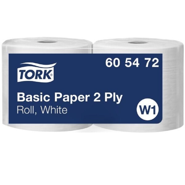 Tork 605472 papírová utěrka Basic v roli 2vrstvy W1 v balení 2ks 1147útržků