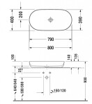 DURAVIT - Luv Umyvadlo na desku, 80x40 cm, bez přepadu, WonderGliss, bílá/matná šedá 03798023001