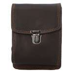 Malá pánská kožená taška na opasek Yolande Green Wood tmavě hnědá