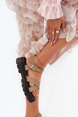 Dámské sandály na platformě z eko kůže khaki Gevinniser 41