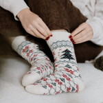 WOOLWEAR of Scandinavia Vlněné ponožky Christmas Tree Cream Nr. 113 43/46, multi barva, textil
