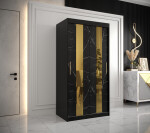 Šatní skříň Abi Golden Pole Barva korpusu: Bílá, Rozměry: 120 cm, Dveře: Černý mramor se zlatým zrcadlem