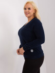 Tmavě modrá halenka plus size s dlouhým rukávem