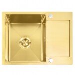 REA - Ocelový dřez Paul BRUSH GOLD s kuchyňskou baterií KPL-96010