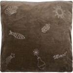 House Doctor Sametový povlak na polštář s výšivkou Play Brown 50 × 50 cm, hnědá barva, textil
