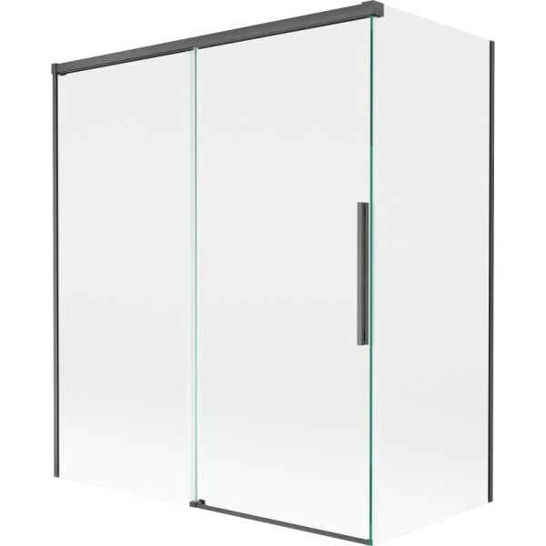 MEXEN/S - Rox vanová zástěna 2-křídlová posuvná 140 + 70 x 150, transparent, grafit kartáčovaná 8C9-140-070-66-00