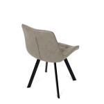 Židle jídelní, béžová látka v dekoru broušené kůže, černý kov