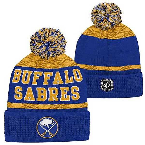 Outerstuff Dětská zimní čepice Buffalo Sabres NHL Puck Pattern Cuffed Pom