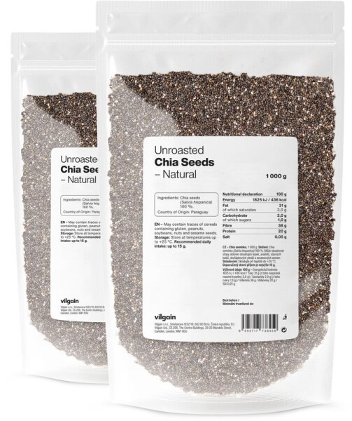 Vilgain Chia semínka – 2× 1 000 g