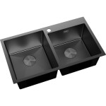 MEXEN - Xorin ocelový dřez 2-bowl 780 x 450 mm, černá 6441782000-70