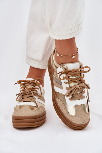 Dámské Tenisky Na Platformě S Dvojitým Šněrováním Leopardí Zlaté Klipy 37