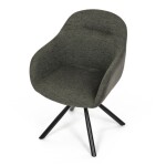 Židle jídelní, zelená látka a tmavě šedá látka v dekoru vintage kůže, černý kov, otočná P90°+ L90° s vratným mechanismem