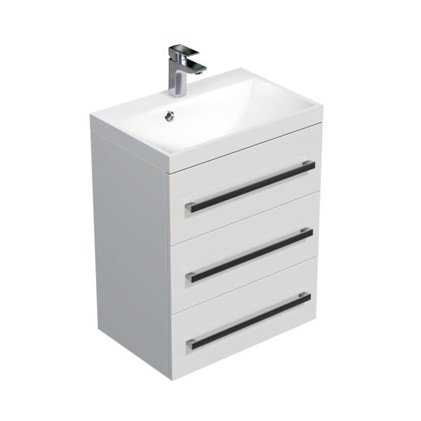 Koupelnová skříňka s umyvadlem SAT Cube Way 60x76,5x40 cm bílá lesk CUBE2603BL CUBE2603BL