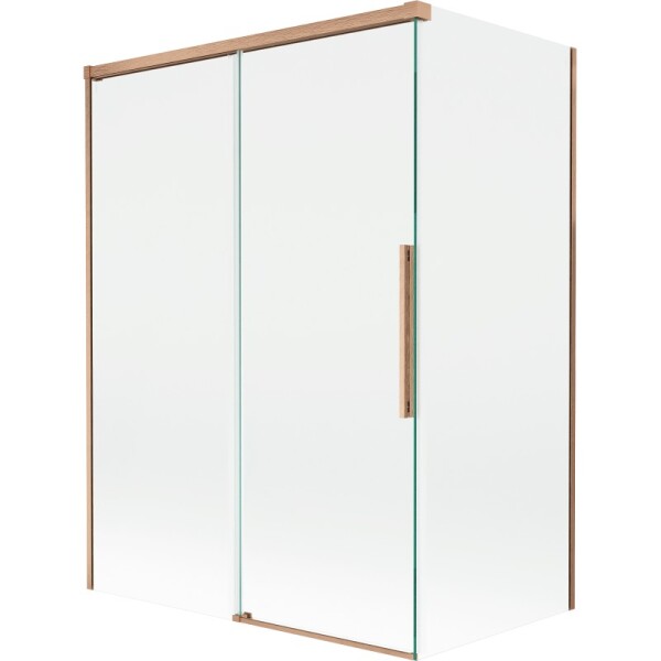 MEXEN/S - Rox vanová zástěna 2-křídlová posuvná 120 + 70 x 150, transparent, měď kartáčovaná 8C9-120-070-65-00