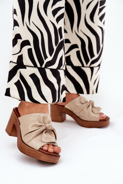 Dámské Pantofle Na Podpatku Z Eko Kůže Béžové Kikilla 37