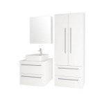 MEREO - Bino, koupelnová skříňka s umyvadlem z litého mramoru 81 cm, bílá/dub CN671M